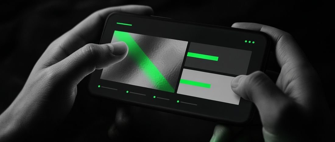 Hands holding a tablet reviewing a web designer's portfolio