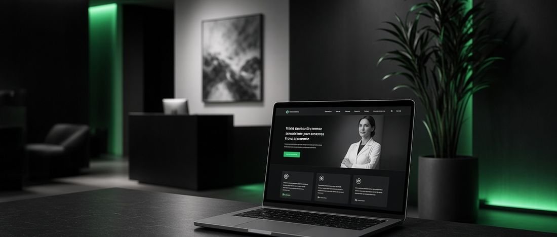 A small business website design on a desk in a home office