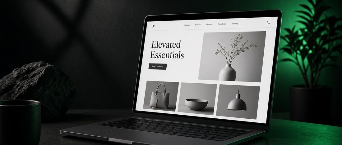 A small business website displayed on a laptop