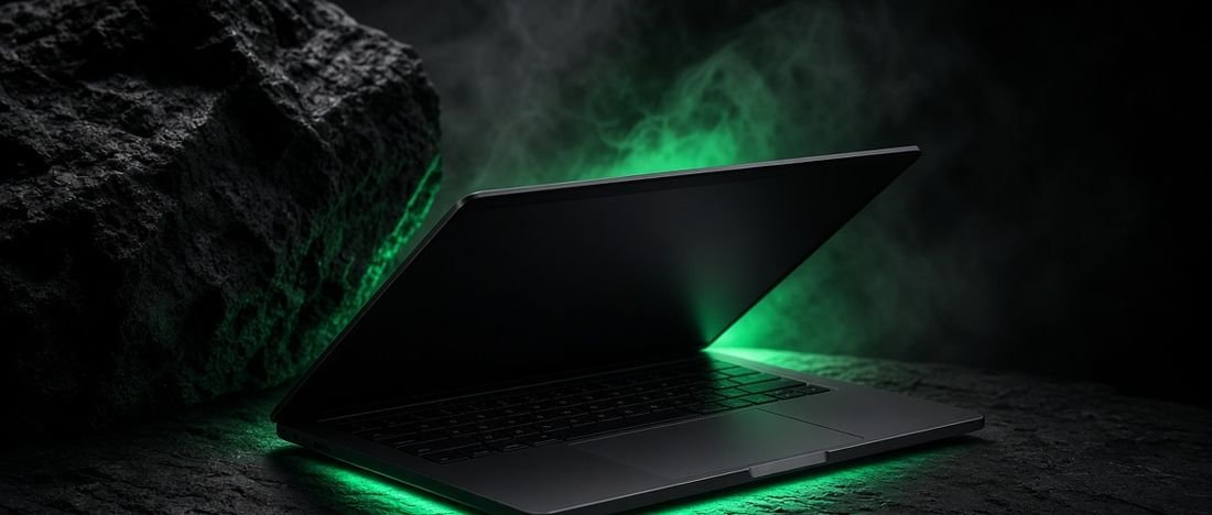 A closed laptop in shadow, representing web design warning signs