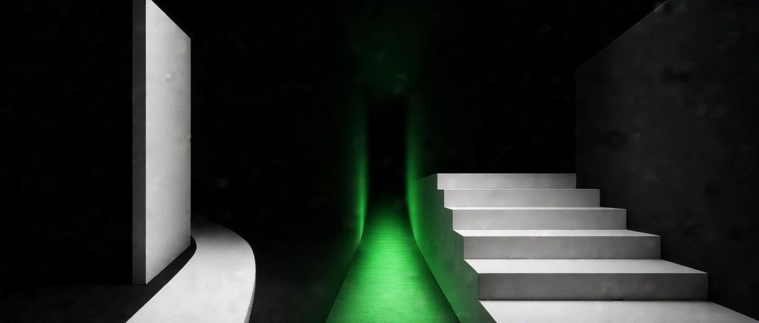 Lit steps representing the stages of a website build