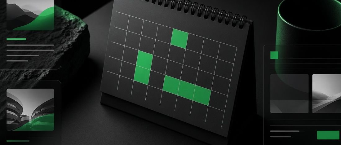 A calendar marking the weeks of a website project timeline