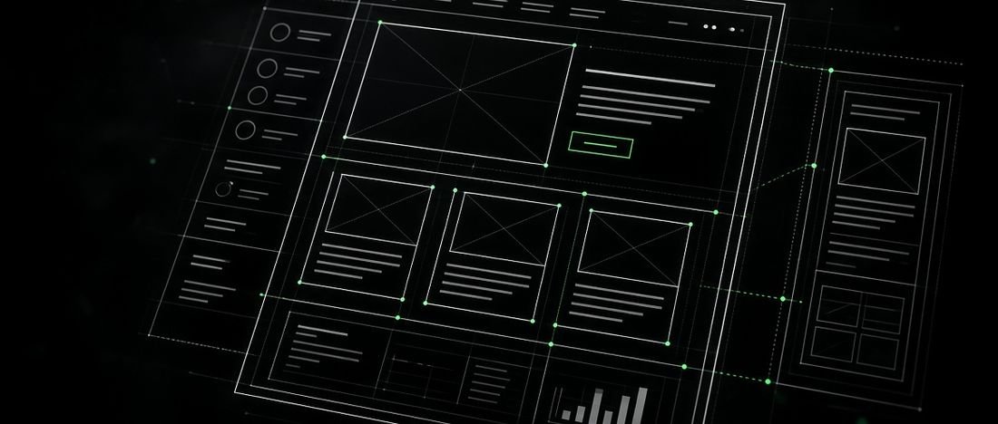 Website wireframes showing the structure a developer builds